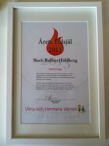 Årets Eldsjäl :) Fint!!! Tack snälla